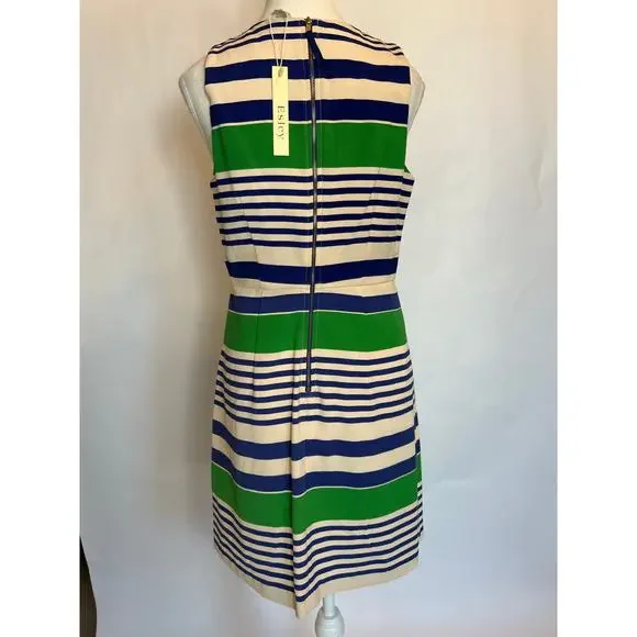 Esley | Blue/Green Striped Shift Dress | Medium - Picture 9 of 13